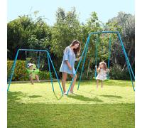 Portique Évolutif 2 En1 - Balançoire Et Fauteuil Bébé Métal H129 À 192cm Bleu - Vert TU
