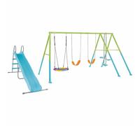 Portique Intex 5 agrès nid d'oiseau, face a face, anneaux, 2 balançoires et toboggan