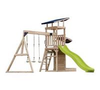 Portique Malik 2 balançoires + mur toboggan vert citron Vert