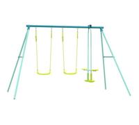 TP Toys Portique métal galvanisé – 2 balançoires & vis-à-vis – Kit d'ancrage – Dès 3 ans