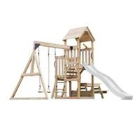 Portique Mette 2 balançoires + table toboggan blanc Beige