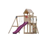 Portique Moos 2 balançoires + échelle toboggan violet