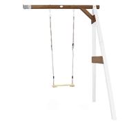 Portique en bois avec balançoire siège nid rond blanc/marron TU