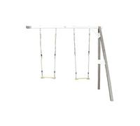 AXI Portique mural en Bois FSC Gris / Blanc avec 2 Balançoires Enfant | Balançoire pour l'extérieur / le jardin 2 agrès