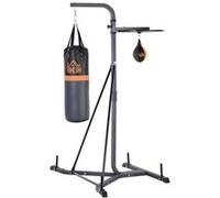 HomCom Support sac de frappe sur pieds – Station boxe avec poire de vitesse – Acier Noir