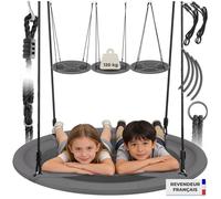 Portique - TECTAKE - Balançoire nid d'oiseau SWAYER réglable en hauteur charge de 120 kg pour intérieur extérieur, Ø 100cm - Gris