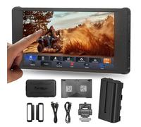 Portkeys PT6 Moniteur Caméra 5,2" Écran Tactile Entrée 4K HDMI avec Batterie F550 2200mAh, 10 Bits 100% DCI-P3 Sortie 3D LUT Focus Peaking Waveform RGB Stretch Vertical 600 Nits Field Moniteur
