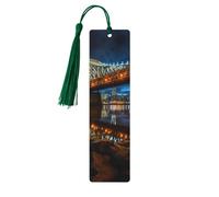 Portland at Night Marque-page en bois avec pompon, cadeau parfait pour les amateurs de livres