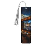 Portland at Night Marque-page en bois avec pompon, cadeau parfait pour les amateurs de livres