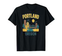 Portland Oregon Coloré Rétro Cartoon City T-Shirt