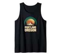 Portland Oregon Retro Sunset Mountain Travel Design Tees Débardeur
