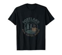 Portland Rain Coffee Repeat PNW Tampon graphique vintage T-Shirt