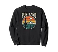 Portland Retro Sunset Mountain Scene Scenic Outdoor Sweatshirt