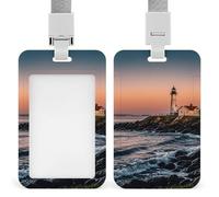 Portland River - Porte-badge d'identification avec lanière de séparation verticale en plastique transparent étanche et robuste pour infirmière, enseignante, personnel de bureau, femme et homme