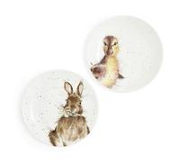 Portmeirion Home & Gifts Wrendale Lot de 2 assiettes à découper Motif lapin et caneton