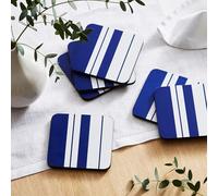 Spode Dessous de verre Steccato 10.5 cm. lot de 6 Bleu-blanc