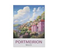 Portmeirion, Pays de Galles,Puzzle 1000 Pièces, Puzzles en Bois, Jouets Éducatifs pour Enfants Adultes Cadeau d'anniversaire(75x50cm)-DZ82