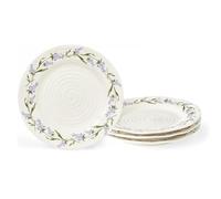 Portmeirion Sophie Conran Lavandula Lot de 4 assiettes à salade de 20,3 cm - Assiettes en porcelaine ondulée avec branches de lavande pour brunchs de jardin, divertissement décontracté et repas