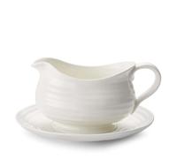 Portmeirion Sophie Conran Saucière en Porcelaine de 680,4 g avec Support, Vaisselle élégante pour Sauce, vinaigrettes, Design Artisanal, Durable, Passe au Micro-Ondes et au Lave-Vaisselle (Blanc)