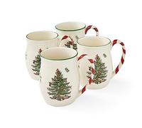 Portmeirion Spode Lot de 4 Tasses Motif Sapin de Noël avec poignées Menthe poivrée