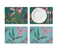 Portmeirion x Pimpernel Lot de 4 Grands Sets de Table avec Envers en liège - Résistant à la Chaleur et aux Taches - Motif Floral et Papillon - 40 x 30 cm