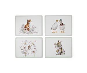 Portmeirion x Wrendale Designs Lot de 4 Grands Sets de Table avec Envers en liège - Résistant à la Chaleur et aux Taches - Motif Fleurs Sauvages - 40 x 30 cm