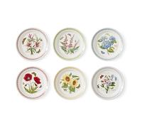 Portmerion Botanic Garden Meadow - Lot de 6 assiettes à salade rondes de 20,3 cm | Fleurs assorties avec bordure colorée en feuille de laurier | Faïence | Passe au micro-ondes et au lave-vaisselle |