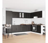 Porto Cabinet d'évier de salle de bain, 2 pièces, noir, 80 x 46 x 84,5 cm, bois d'ingénierie durable, style moderne, rangement spatial pour salles de bain