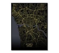 Porto carte ville city map nuit