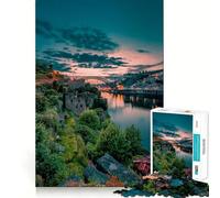 Porto la Nuit Puzzle de 1000 pièces pour Adolescents Améliore la mémoire Loisirs faciles Découpe Ferme Décoration Murale (38x26cm)