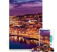 Porto la Nuit Puzzle de 1000 pièces pour Adolescents Jeu de logique et de Sens Simple et Amusant Bords Lisses Cadeau élégant (50x75cm)