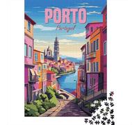 Porto Portugal Affiche 1000 Pièce Carton Robuste Puzzle De Bricolage pour Enfants Débutants Décompression Jeu Décoration Murale Le 38x26cm/1000pcs