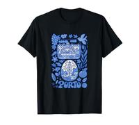 Porto Portugal Art Folk Illustration Scénique Rétro Voyage T-Shirt