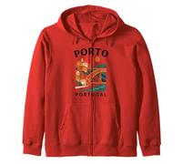 Porto Portugal Retro Riverside City Travel Portugais Europe Sweat à Capuche