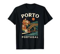 Porto Portugal Retro Riverside City Travel Portugais Europe T-Shirt