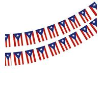 Porto Rico 40 pièces Drapeau Porto Rico Guirlande Porto Rico 11,4 m Fanions Espagne, drapeau national 14 x 21 cm pour décorations Porto Rico