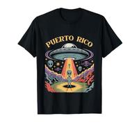Porto Rico Alien UFO Abduction Retro Sci-FI Art T-Shirt
