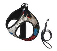 Porto Rico Ensemble harnais et laisse pour chien avec drapeau imprimé drapeau imprimé, gilet respirant et réglable anti-fugue pour chats et chiens