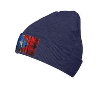 Porto Rico Papier Peint Drapeau Imprimé Chapeau Chaud Bonnet tricoté Doux Hiver Bonnet pour Hommes et Femmes Bonnet Tricot Mode, Bleu marine, taille unique
