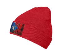 Porto Rico Papier Peint Drapeau Imprimé Chapeau Chaud Bonnet tricoté Doux Hiver Bonnet pour Hommes et Femmes Bonnet Tricot Mode, Rouge, taille unique