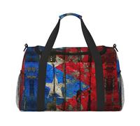 Porto Rico Sac de voyage avec drapeau imprimé drapeau de Porto Rico Grande capacité Sac de week-end élégant pour activités de plein air, noir, taille unique