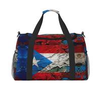 Porto Rico Sac de voyage avec imprimé drapeau imprimé drapeau Sac de week-end Sac à main Sac de yoga Sac de sport Sac de sport Sac de sport Sac pour articles personnels pour Audlts, Noir , Taille