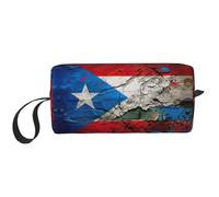 Porto Rico Trousse de maquillage avec drapeau imprimé drapeau durable, sac de voyage, cadeau essentiel pour homme et femme, blanc, Taille unique