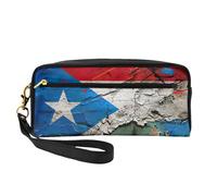 Porto Rico Trousse de maquillage élégante avec imprimé drapeau pour femmes et filles Trousse de toilette pour école, bureau, voyage
