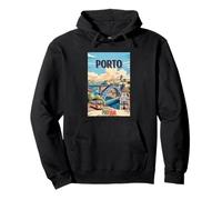 Porto Skyline Vintage Portugal Voyage Européen Voyage Sweat à Capuche