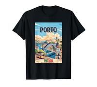 Porto Skyline Vintage Portugal Voyage Européen Voyage T-Shirt