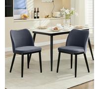 PortoAlegre Lot de 2 chaises de salle à manger modernes rembourrées en tissu avec pieds en bois et dossier ergonomique, élégantes chaises de cuisine et de salon, peu encombrantes, stables et