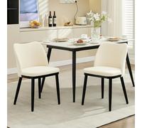 PortoAlegre Lot de 2 chaises de salle à manger modernes rembourrées en tissu avec pieds en bois et dossier ergonomique, élégantes chaises de cuisine et de salon, peu encombrantes, stables et