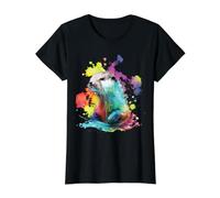 Portrait Abstrait coloré de la Faune de rivière d'amant de Loutre T-Shirt Graphique avec Valeur