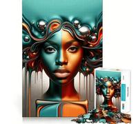 Portrait Africain Vibrant Puzzle de 1000 pièces pour Adultes Jeu de logique Découpe de précision Bords Lisses pour Les réunions de Famille (38x52cm)